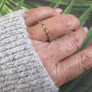 Dainty 925 Sterling Black Onyx Eternity Ring>925 Onyx Ring, Black Diamond